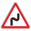 Дорожный знак 1.12.1 «Опасные повороты с первым поворотом направо» (металл 0,8 мм, I типоразмер: сторона 700 мм, С/О пленка: тип А коммерческая)